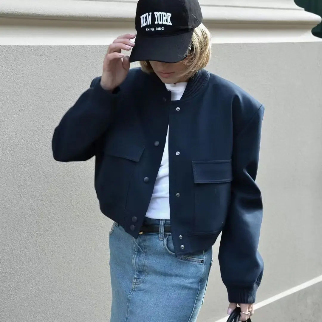 BELLA | Crop Long Sleeve Bomber Jacket