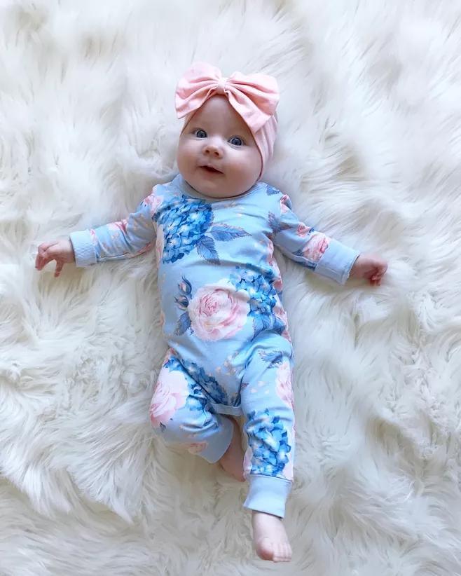 Printed Baby Girl Floral Jumpsuit With Bow (6M-24M)