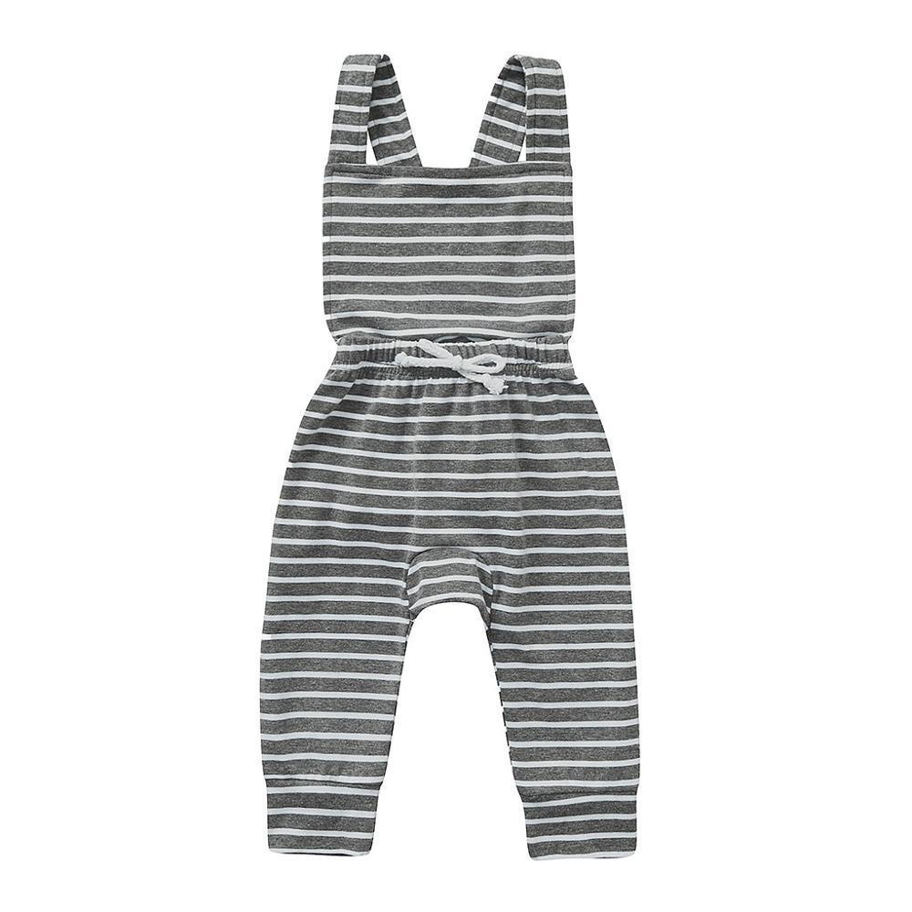 Baby Girl Boy Backless Striped Ruffle Romper Overalls Jumpsuit Clothes In Retro Syle For Boys And Girls