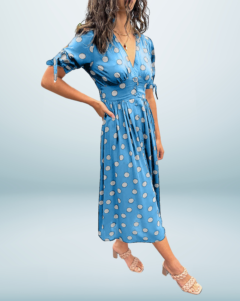 Monique™ | Elegant Polka Dot Dress