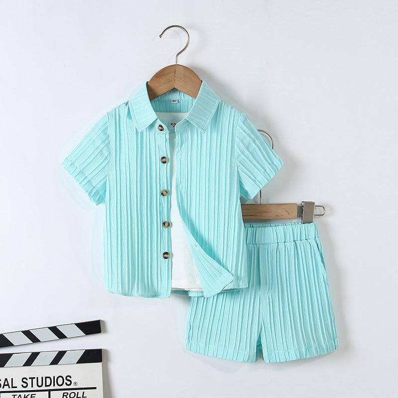 Boy's Handsome Gentleman Suit Summer College Style Short Sleeve