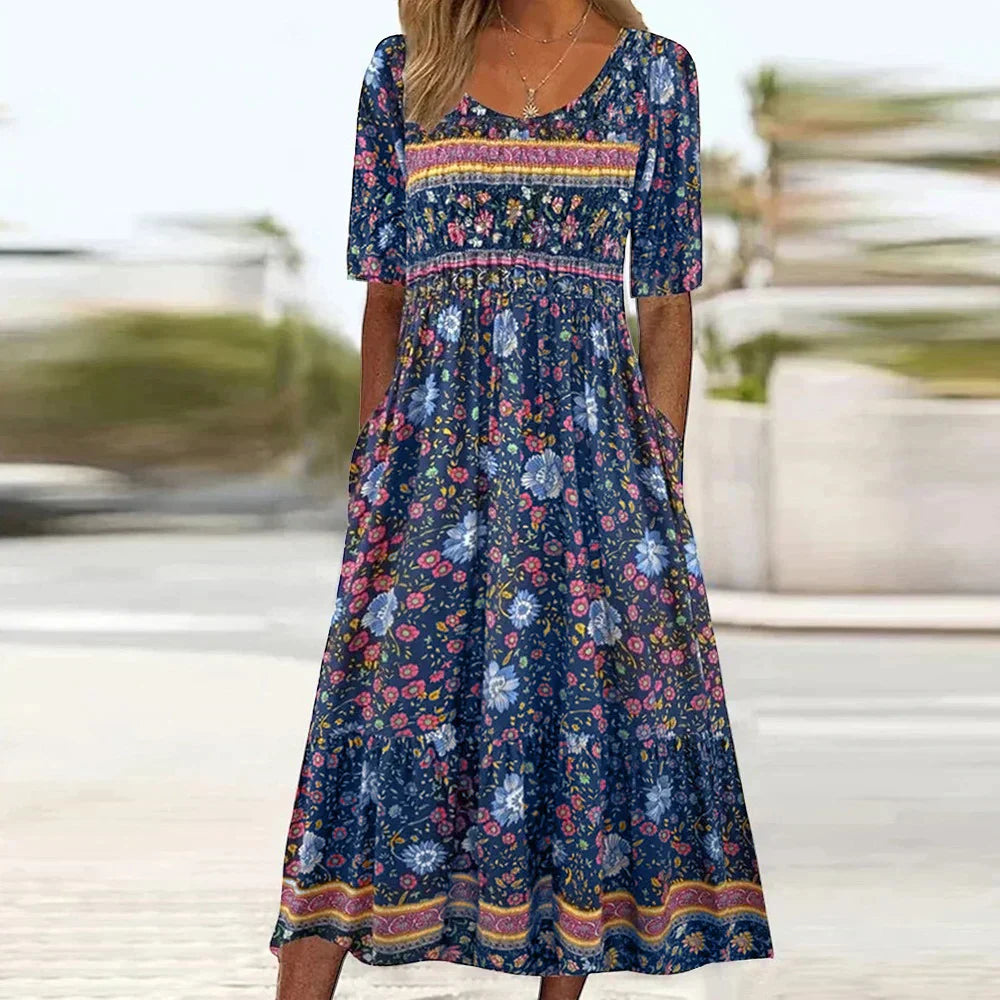 Arabella | Bohemian Floral Plus-Size Dress