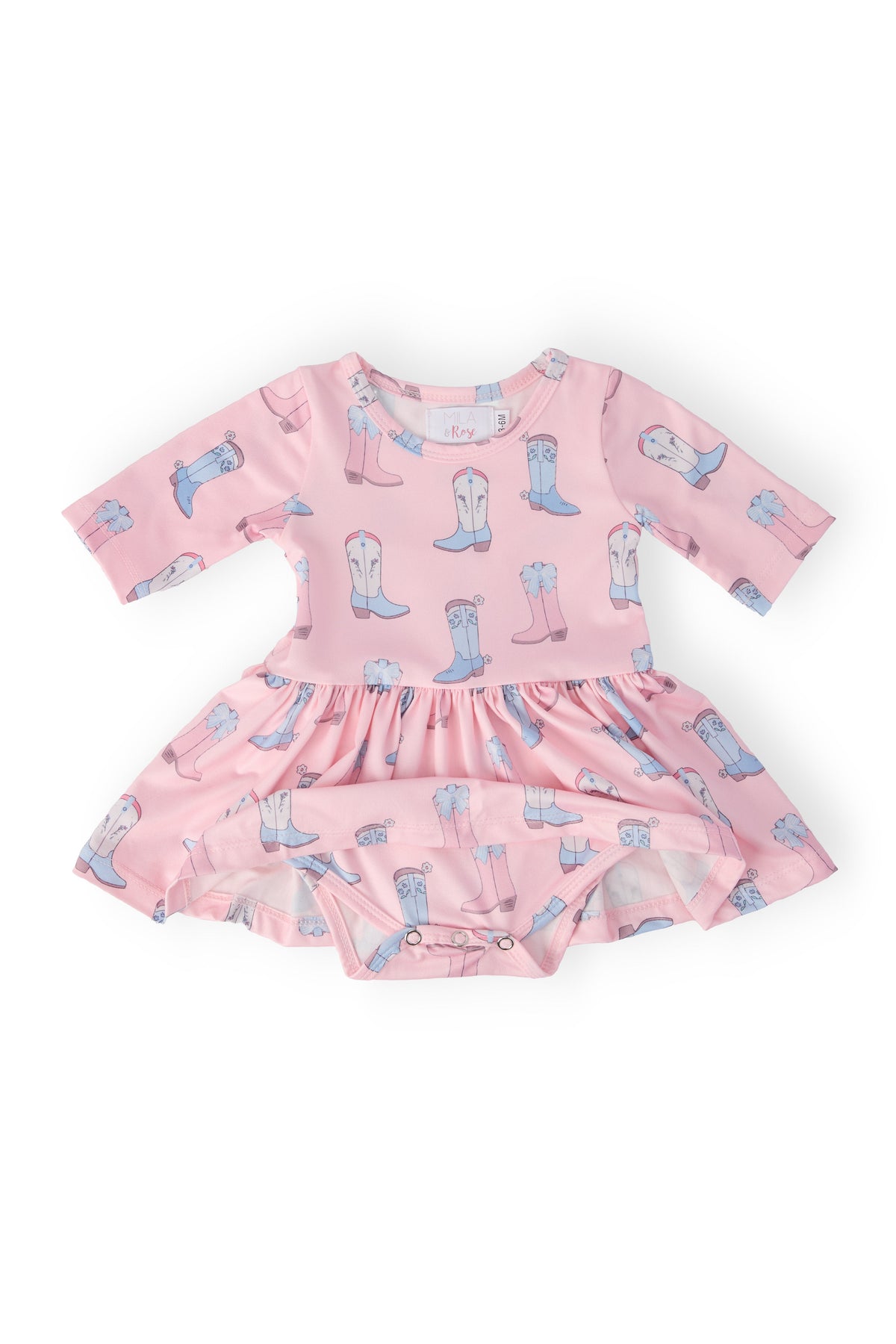 Ribbons & Rodeos 3/4 Sleeve Twirl Romber Dress (0M-24M)
