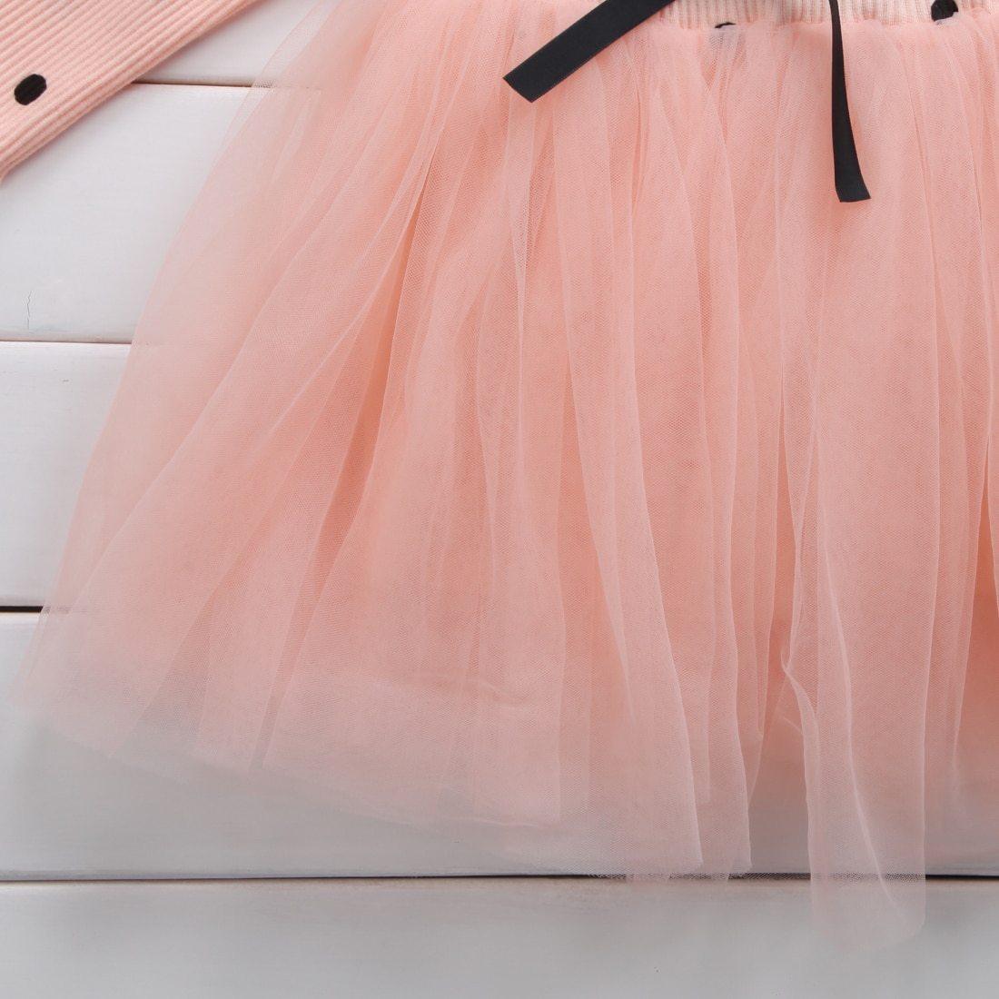 Princess Polka Dot Bow- Long Sleeve Tutu Dress (Newborn - 2T)