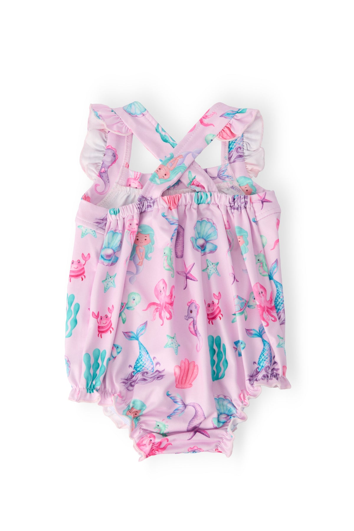 Under the Sea Ruffle Cross Back Romper (0M-24M)