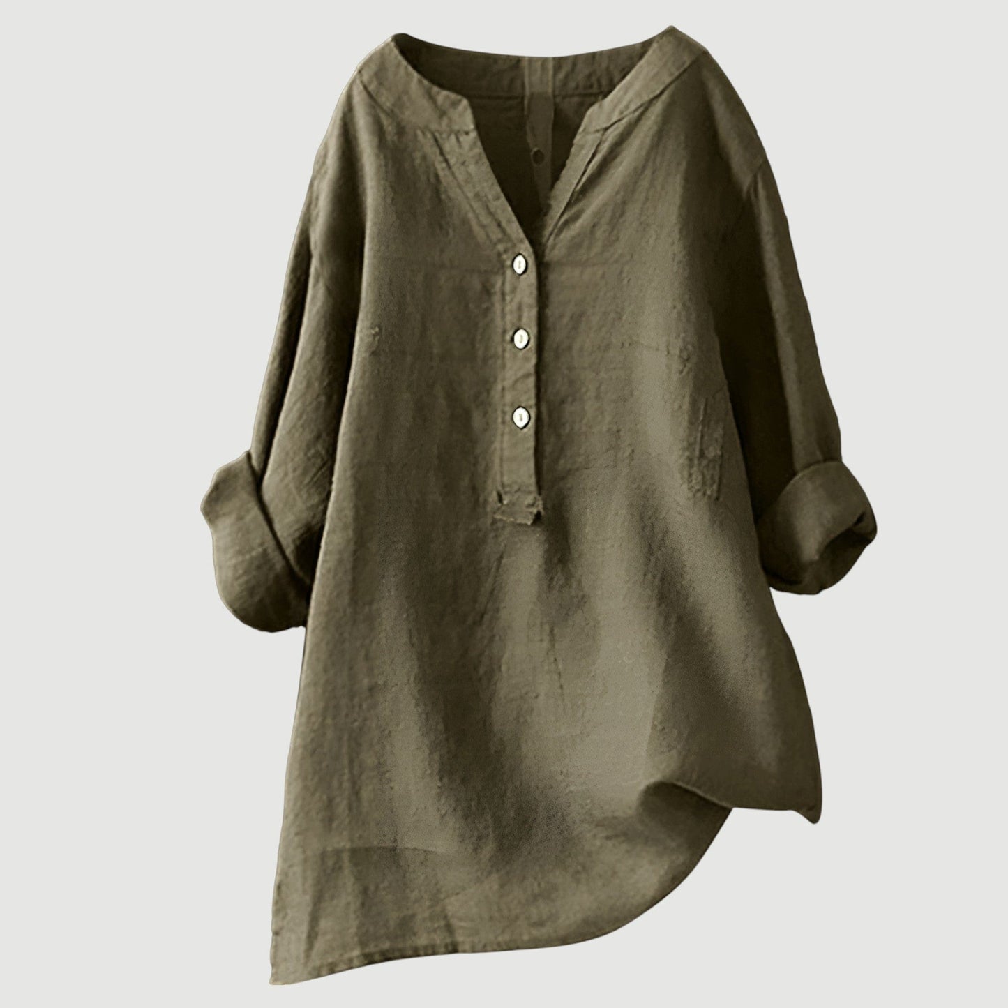 Macey Button-Front Linen Shirt