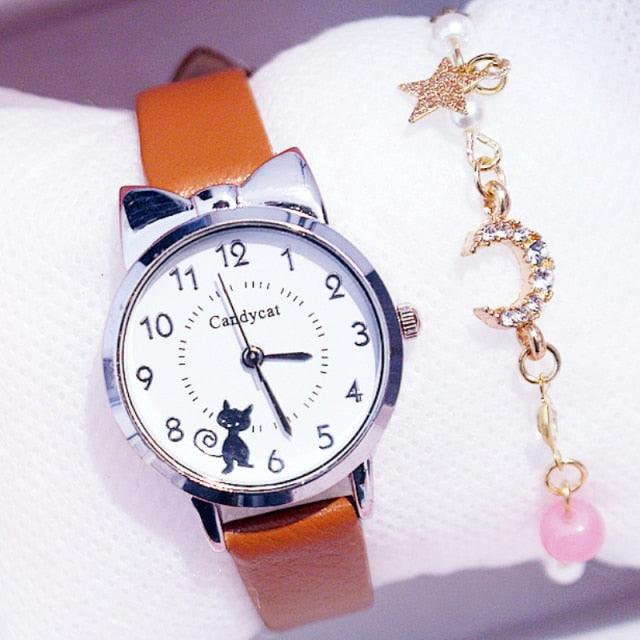 Cute Fashion Watch for Children Stainless Steel Dial Leather (12 colors)