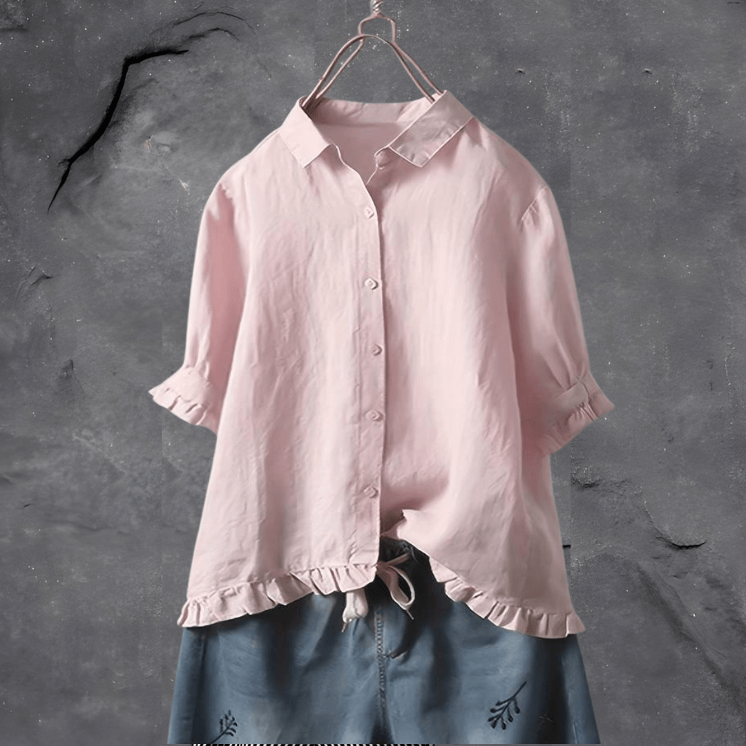 Caitlin | Relaxed Fit Ruffle Hem Shirt