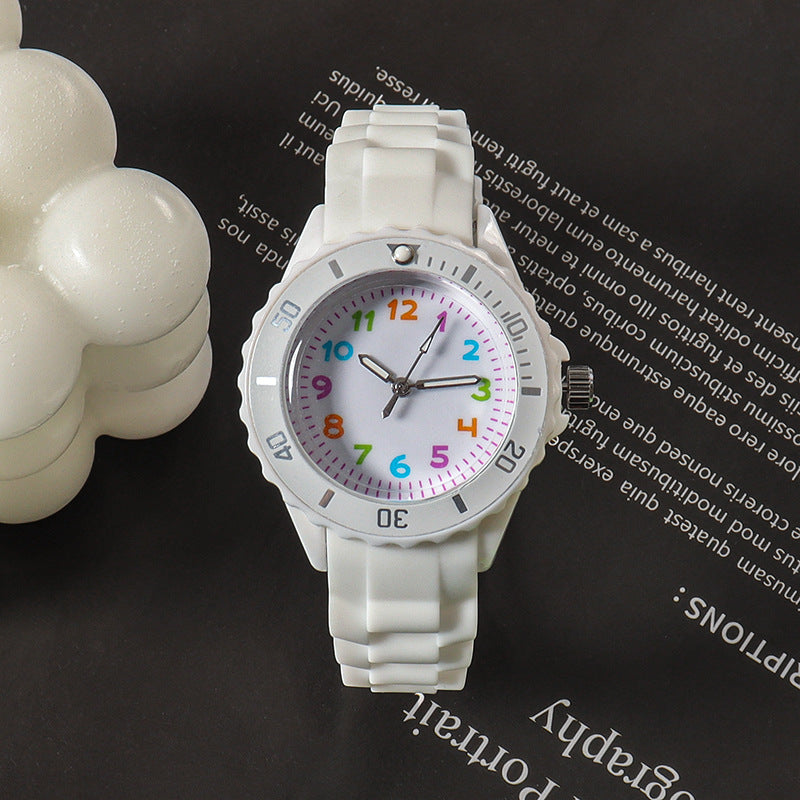 Casual Boys/Girls Wristwatches Clock 5bar Quartz With Soft Band (Waterproof)(5 Colors)