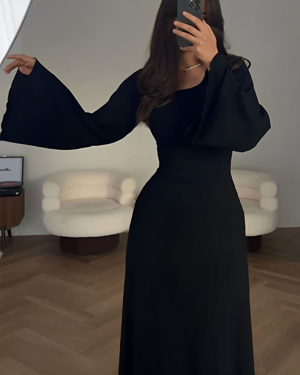 Ellie | Stylish Ribbed Long Sleeve Dress