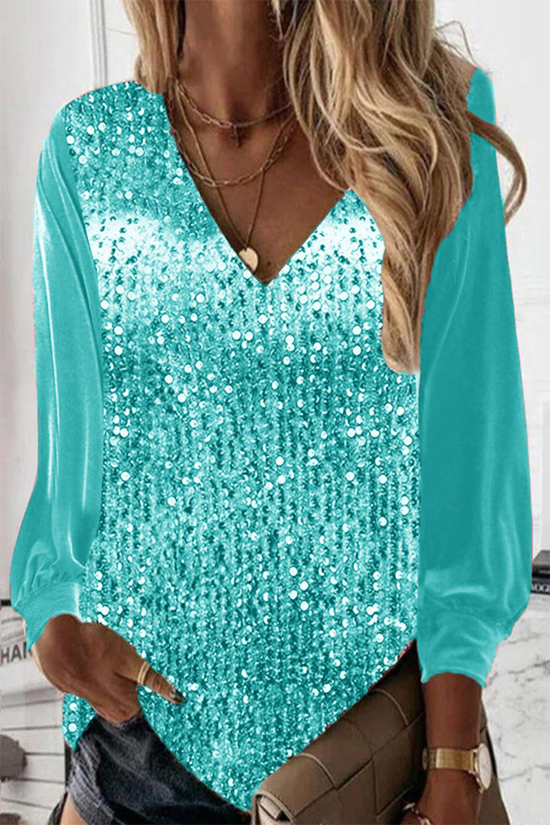 Evelyn | Stylish Women Sequin V-Neck Top