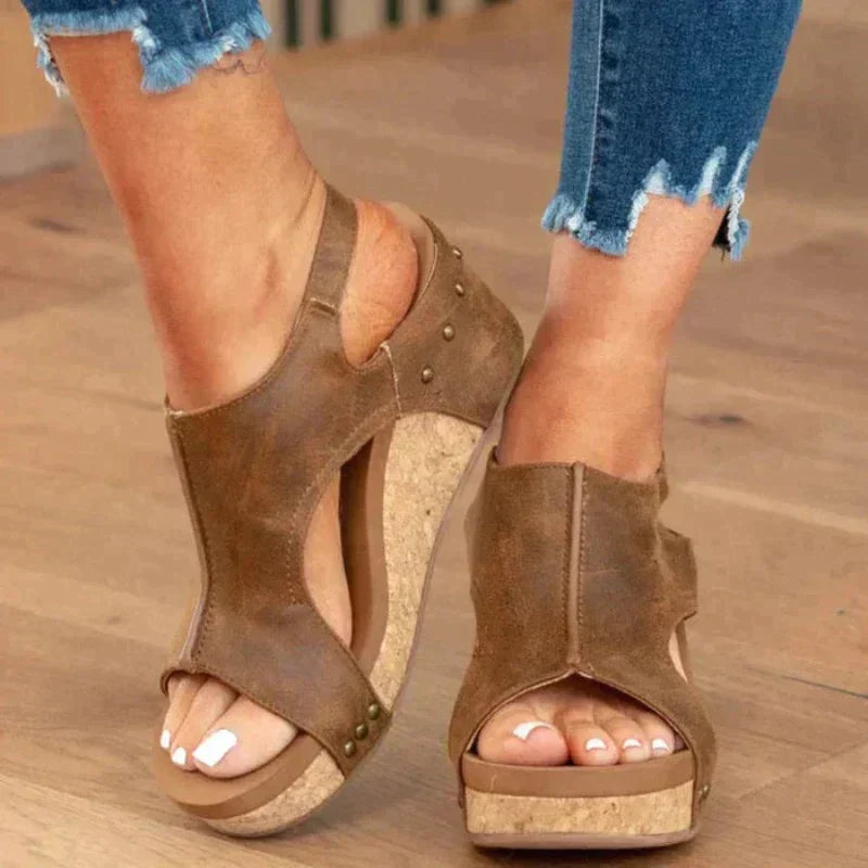 Georgia | Open-Toe Cork Platform Sandals