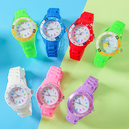 Casual Boys/Girls Wristwatches Clock 5bar Quartz With Soft Band (Waterproof)(5 Colors)