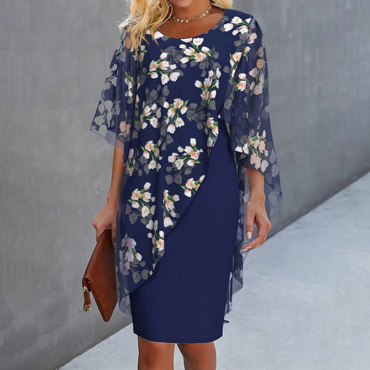 Margie | Floral Sheer Capelet Dress