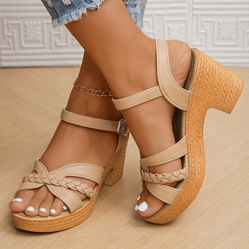 Bella | Stylish Braided Strap Heeled Sandals