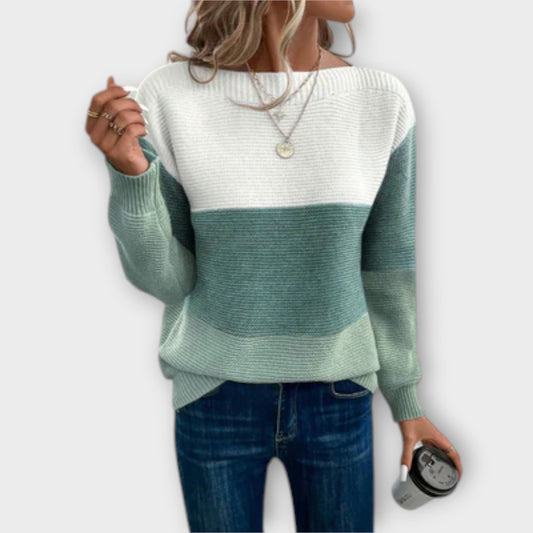 Emily-Elegant Three-Colour Patchwork Sweater
