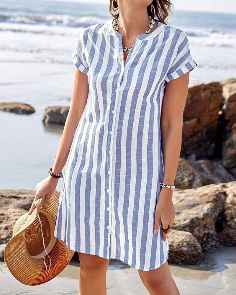 Caroline Elegant striped shirt dress