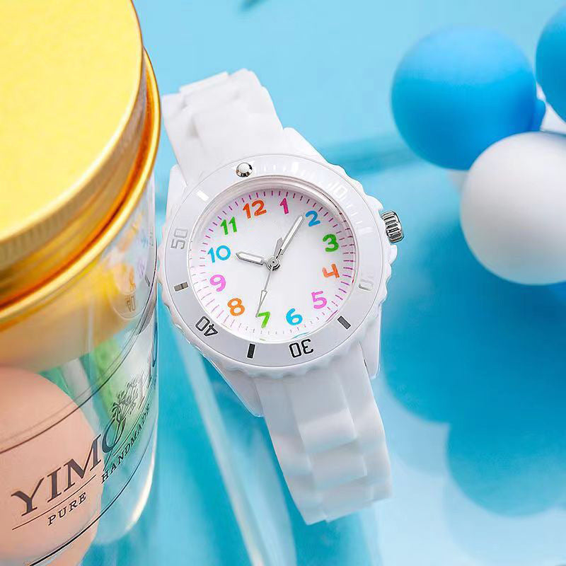 Casual Boys/Girls Wristwatches Clock 5bar Quartz With Soft Band (Waterproof)(5 Colors)