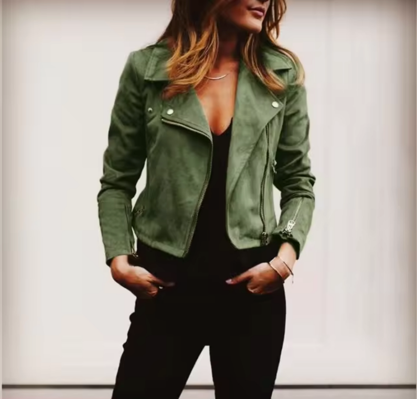Kristy | Stylish Zipper Details Biker Jacket
