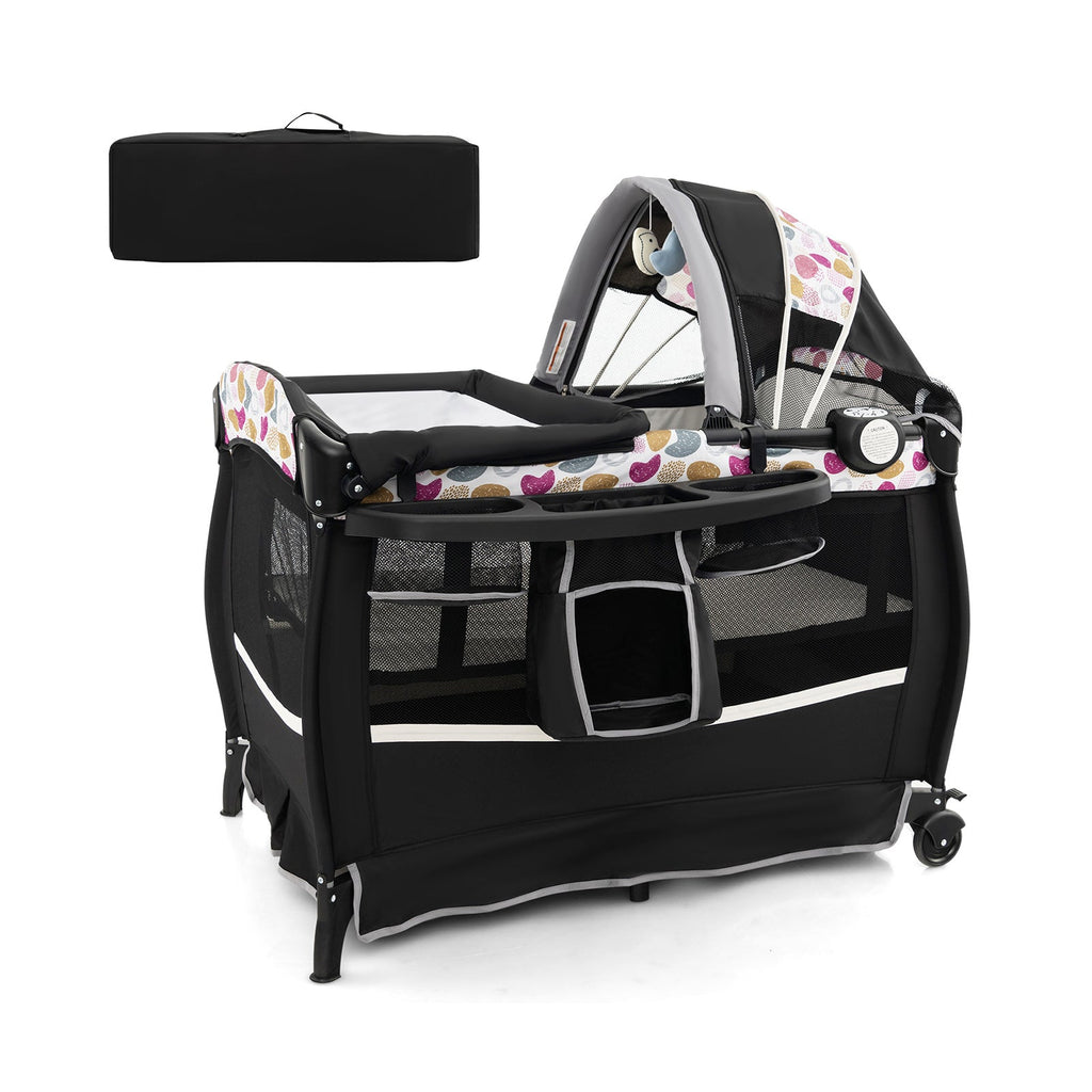 4 in 1 Portable Pack and Play Baby Nursery Center with Bassinet-Purple