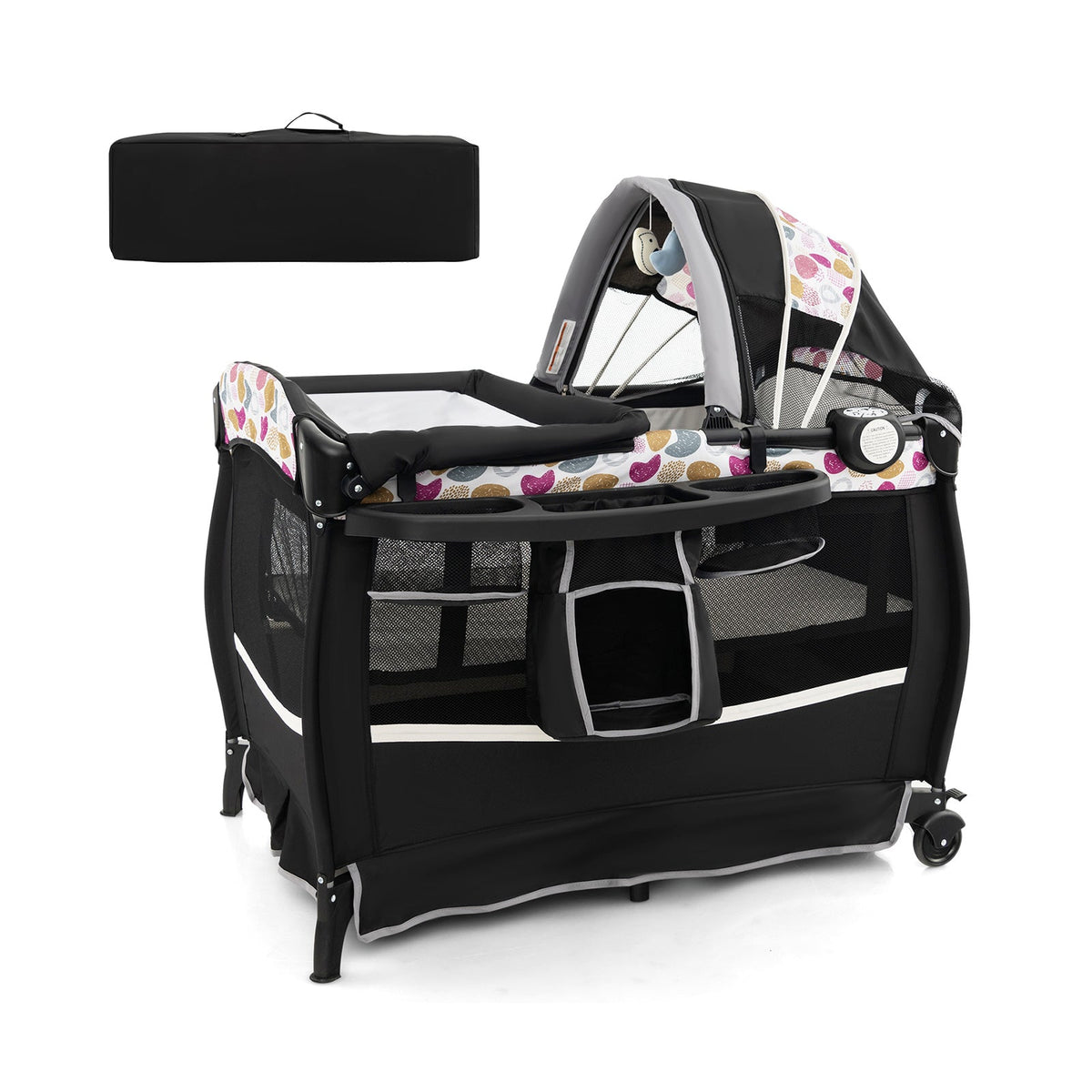 4 in 1 Portable Pack and Play Baby Nursery Center with Bassinet-Purple