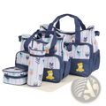 5 Piece Patterned Baby Diaper Bag Set with Travel Accessories
