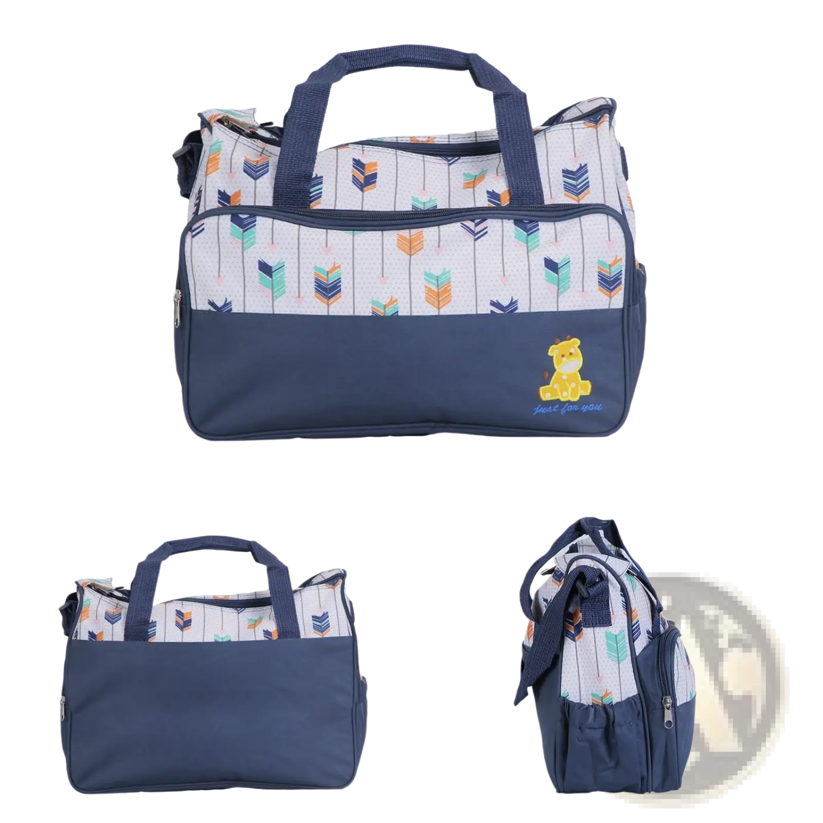 5 Piece Patterned Baby Diaper Bag Set with Travel Accessories