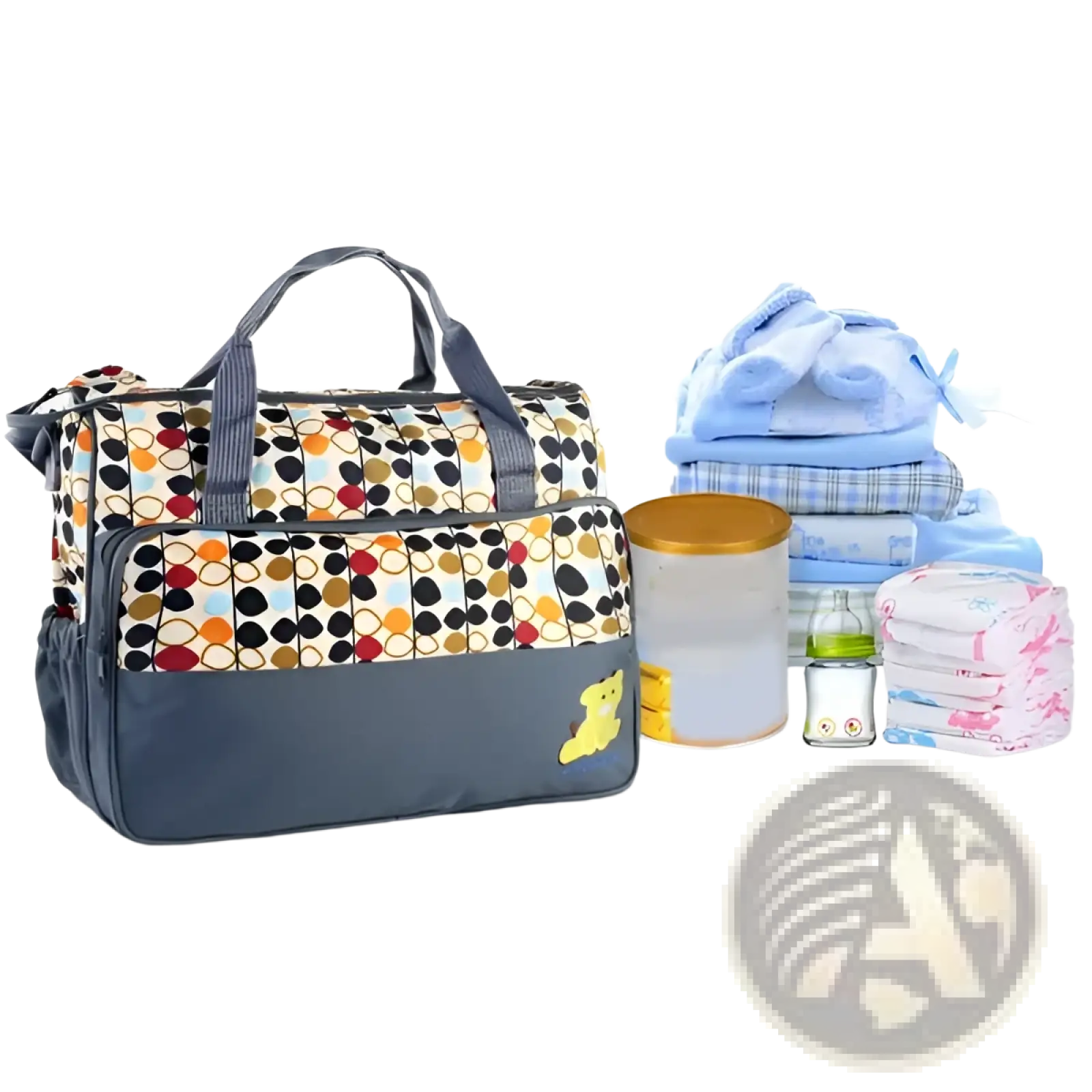 5 Piece Water Resistant Geometric Pattern Diaper Bag Set