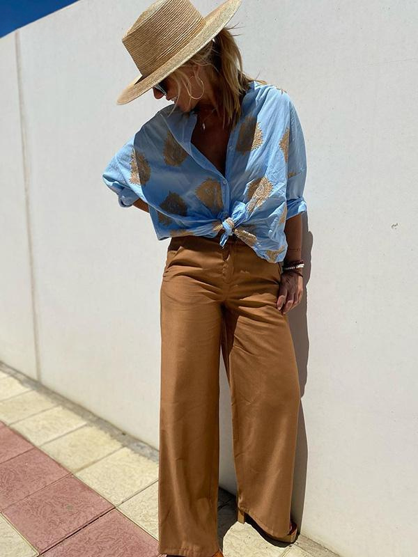 Greta™ | Embroidered Button-Up Top