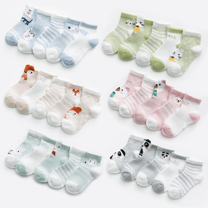 Cute Character Baby Socks - 5 Pairs (Newborn - 2T)