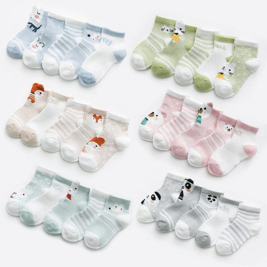 Cute Character Baby Socks - 5 Pairs (Newborn - 2T)