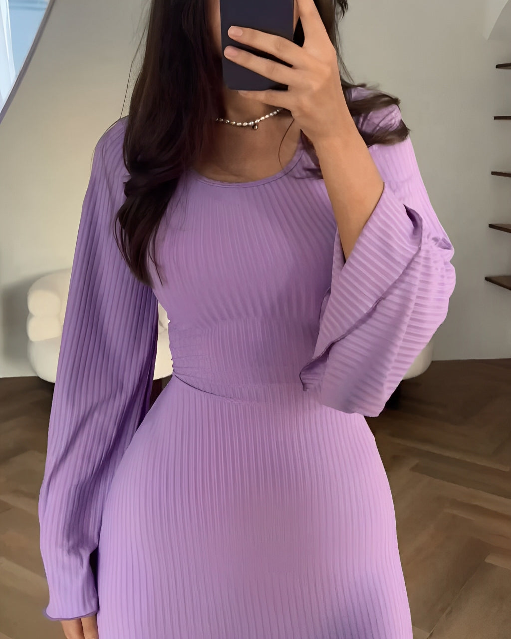 Ellie | Stylish Ribbed Long Sleeve Dress