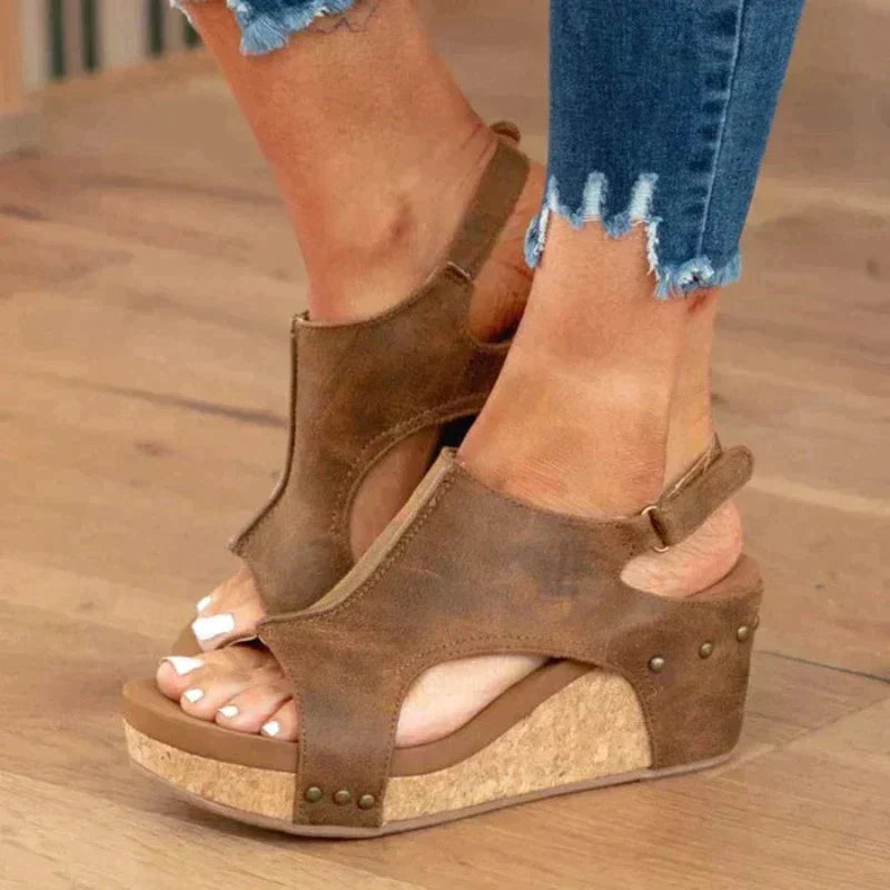 Georgia | Open-Toe Cork Platform Sandals