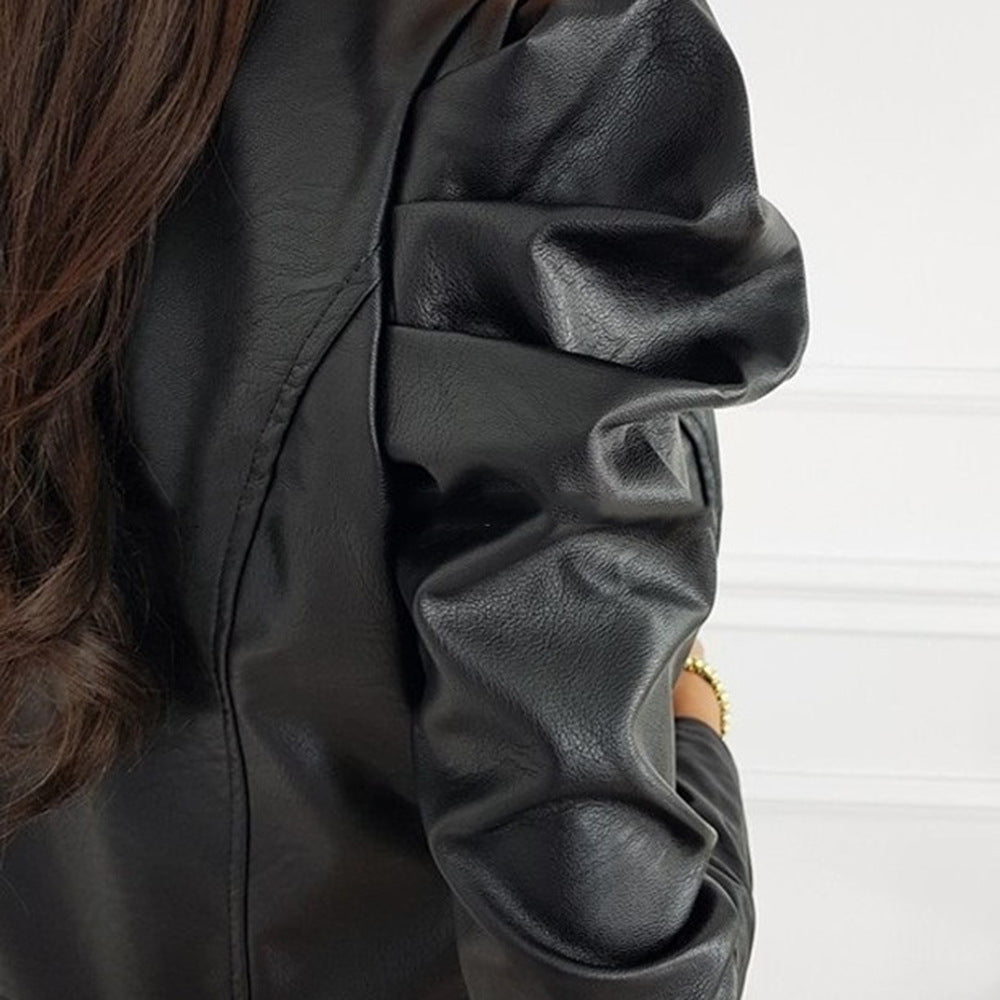 Livia | Stylish Puff Sleeve Leather Jacket