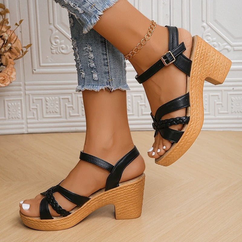 Bella | Stylish Braided Strap Heeled Sandals