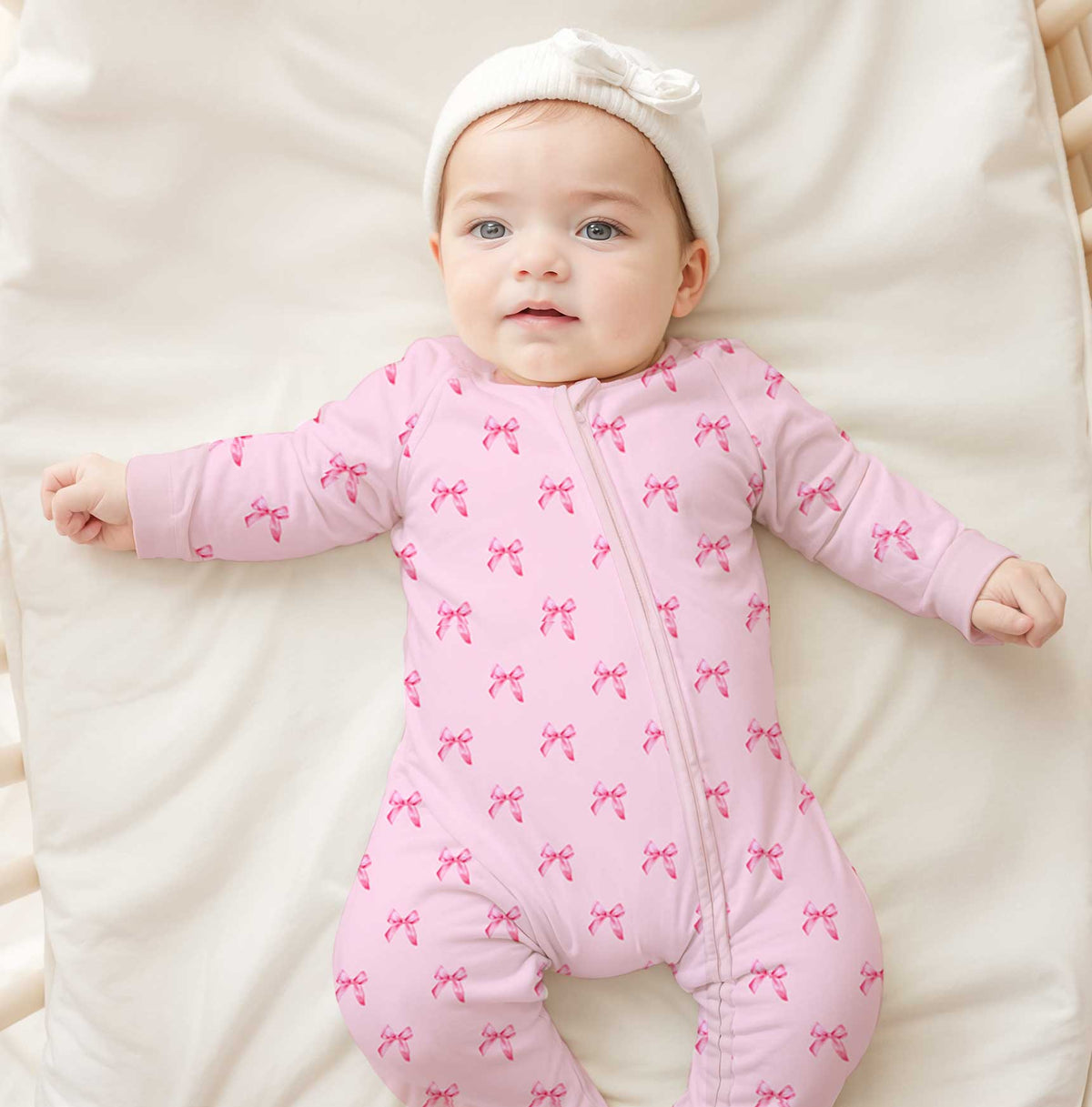 50% Off  Charlie Play Blush Bows - Bamboo Lyocell Zippy Romper