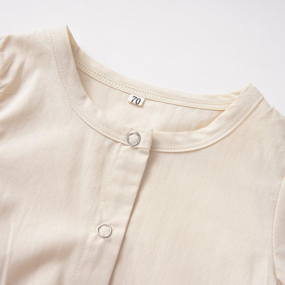 Unisex Cotton Linen Blend - Button Romper for babies 3M-12M