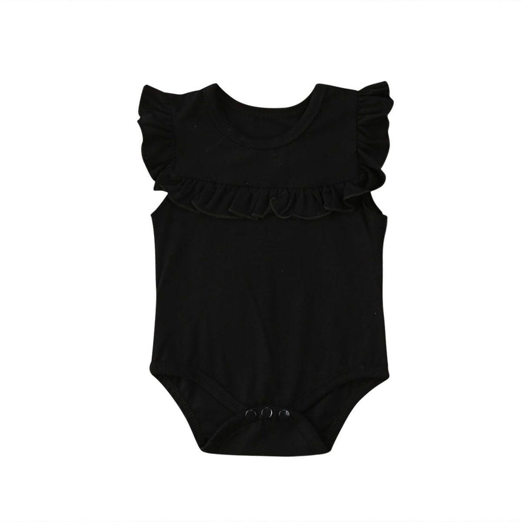 Newborn Baby Girl Clothes Ruffled Sleeveless Bodysuit Solid Outfits For Girls