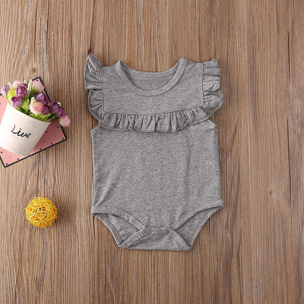 Newborn Baby Girl Clothes Ruffled Sleeveless Bodysuit Solid Outfits For Girls