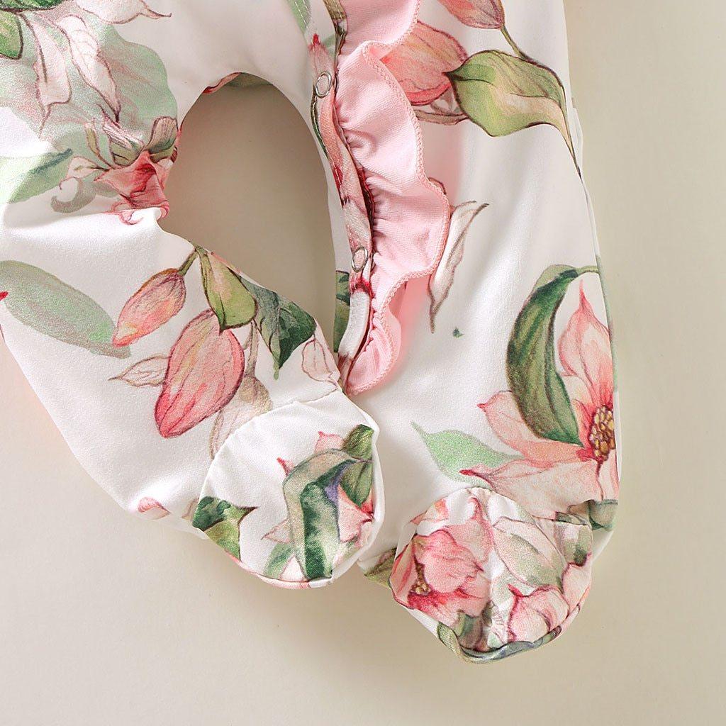 Floral Baby Girl Footed Jumpsuits (3M-18M)