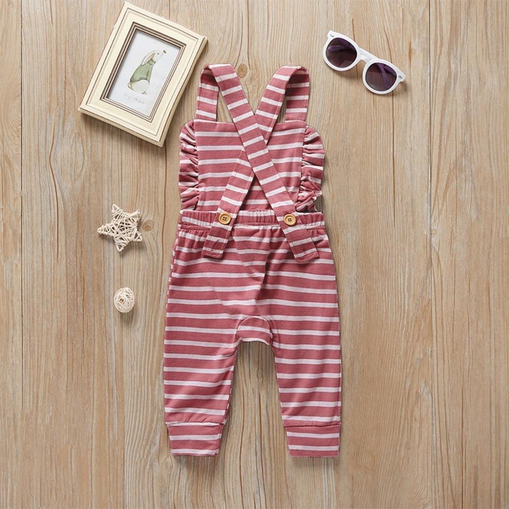 Baby Girl Boy Backless Striped Ruffle Romper Overalls Jumpsuit Clothes In Retro Syle For Boys And Girls