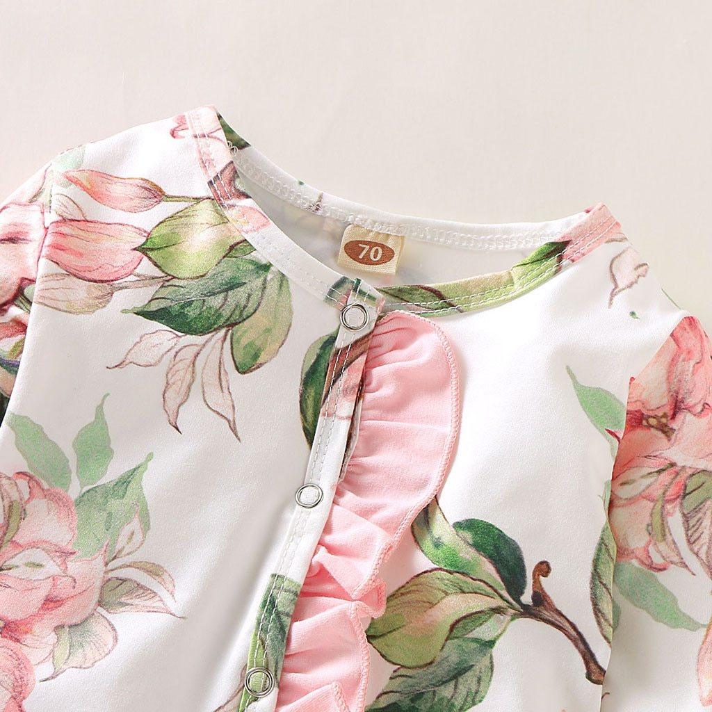 Floral Baby Girl Footed Jumpsuits (3M-18M)