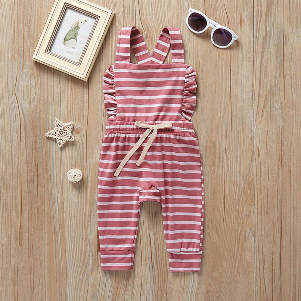 Baby Girl Boy Backless Striped Ruffle Romper Overalls Jumpsuit Clothes In Retro Syle For Boys And Girls