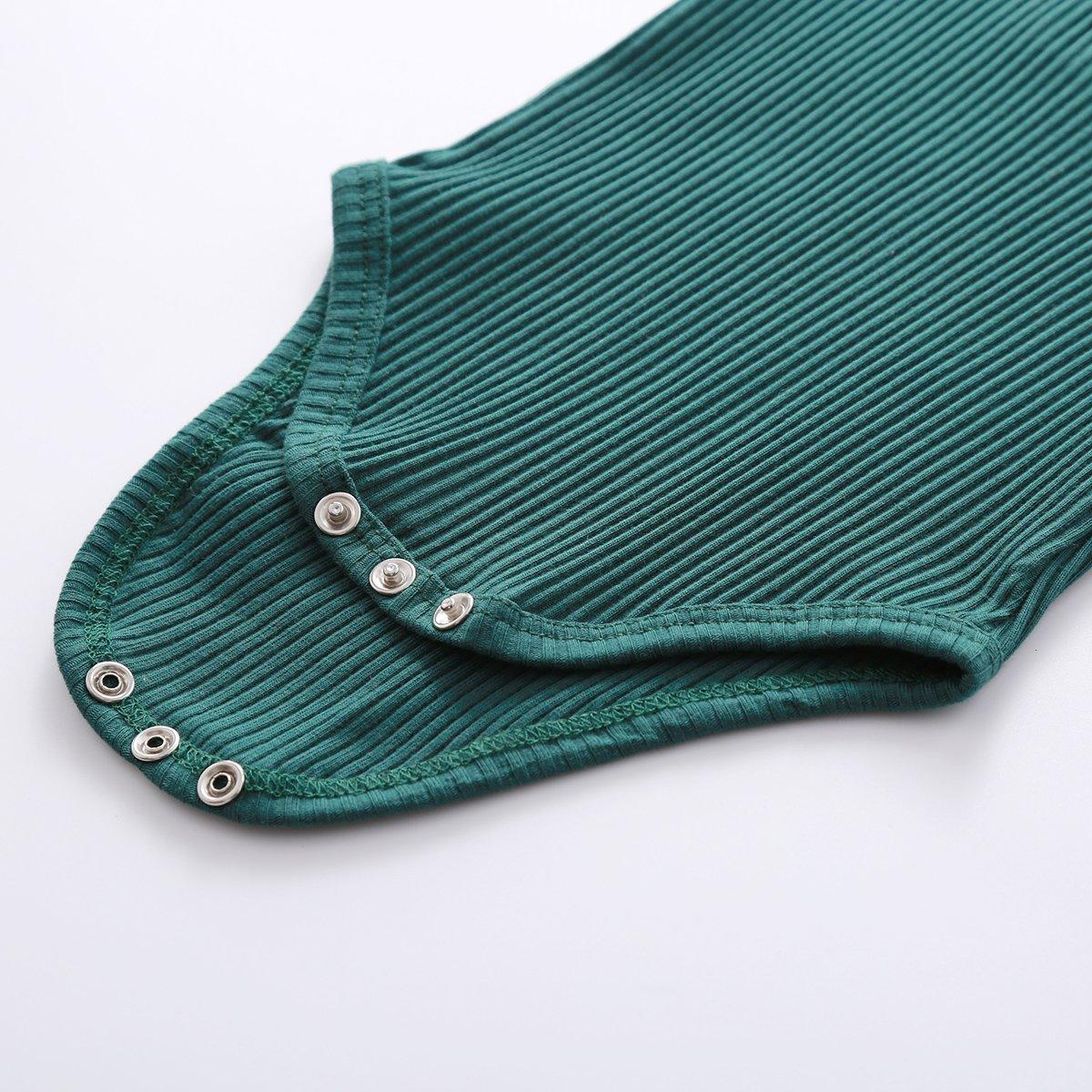 Baby Autumn Ribbed Solid Sets Long Sleeve Bodysuits, Elastic Pants 2PCs (0-24M)
