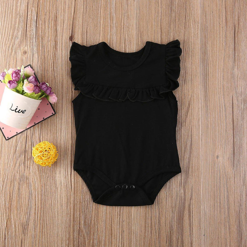 Newborn Baby Girl Clothes Ruffled Sleeveless Bodysuit Solid Outfits For Girls