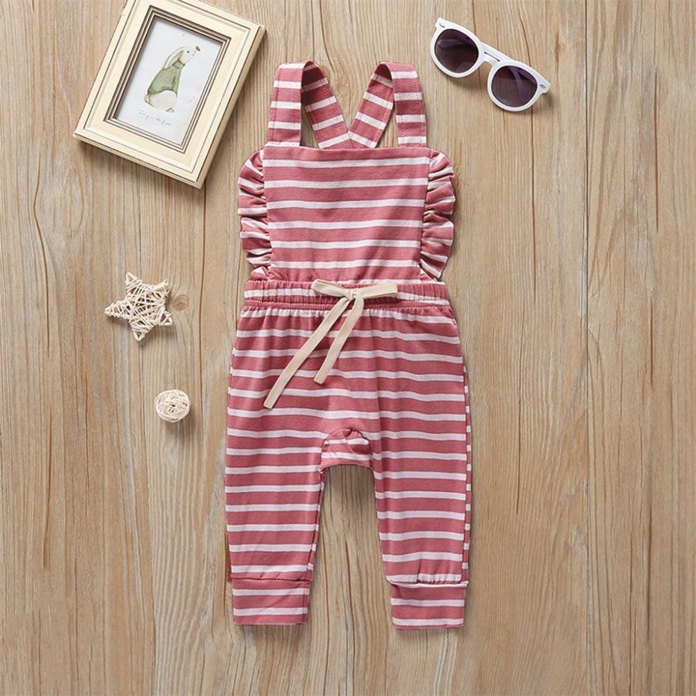Baby Girl Boy Backless Striped Ruffle Romper Overalls Jumpsuit Clothes In Retro Syle For Boys And Girls