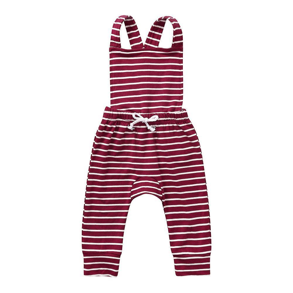 Baby Girl Boy Backless Striped Ruffle Romper Overalls Jumpsuit Clothes In Retro Syle For Boys And Girls
