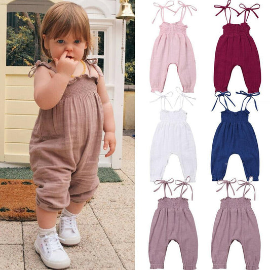 Baby Sleeveless Strap Overalls Cotton Jumpsuits (6M-3T)