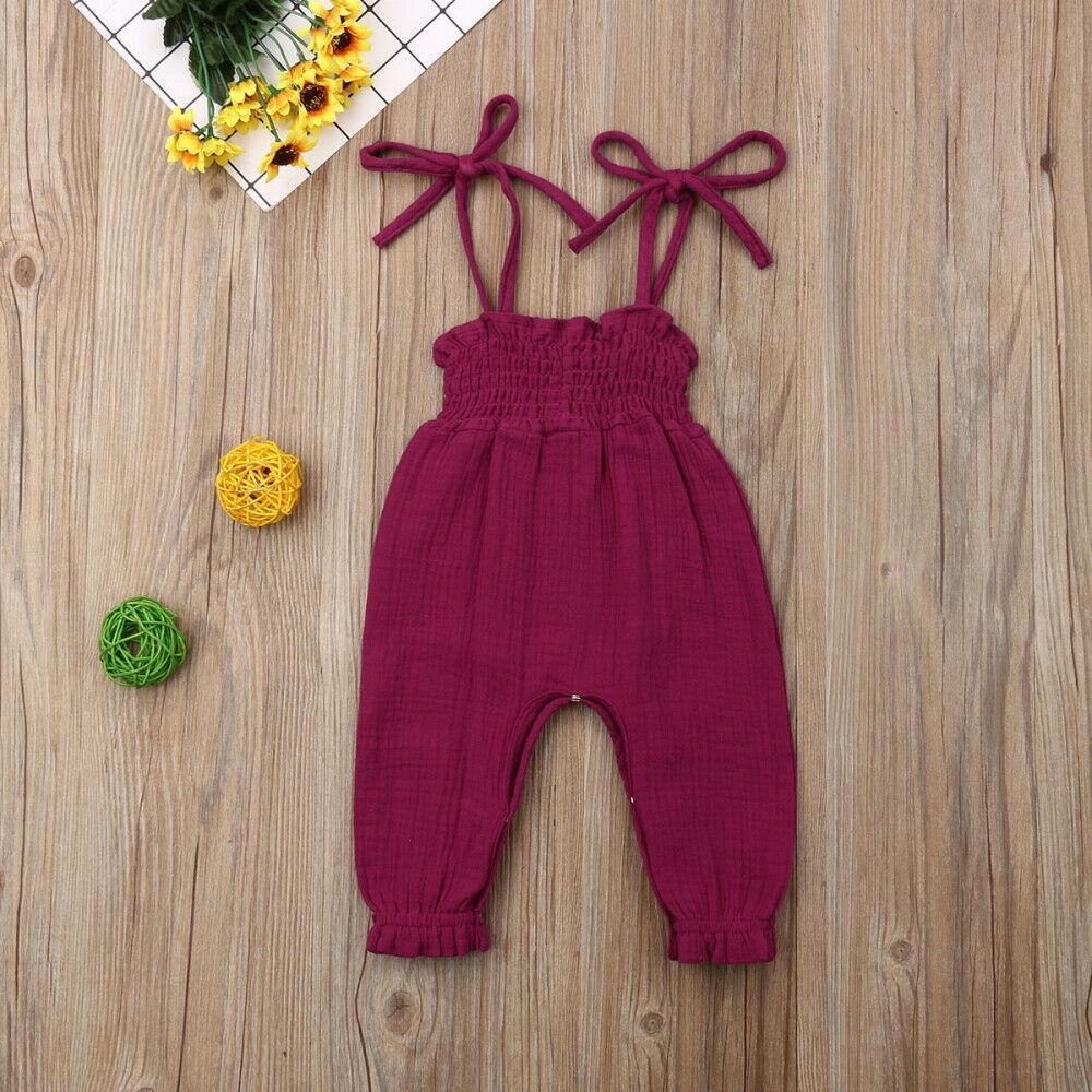 Baby Sleeveless Strap Overalls Cotton Jumpsuits (6M-3T)