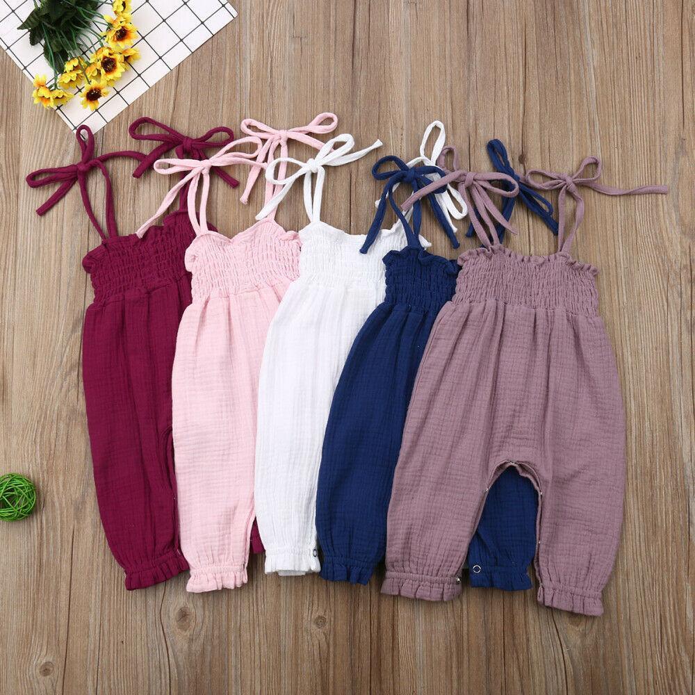 Baby Sleeveless Strap Overalls Cotton Jumpsuits (6M-3T)